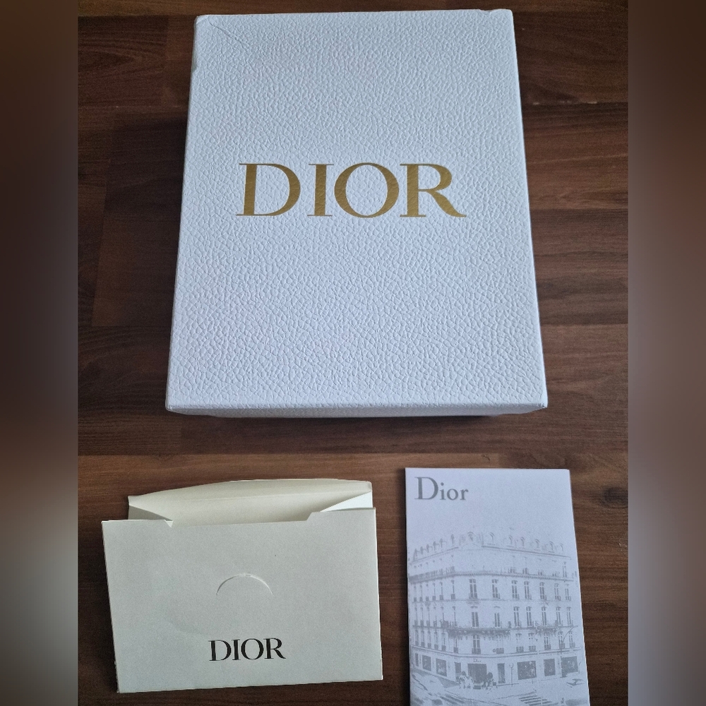 Dior White Box with Gold Logo and Cream Accessories